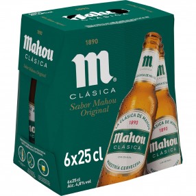 MAHOU CLASICA cerveza rubia pack 6 botellas 25 cl